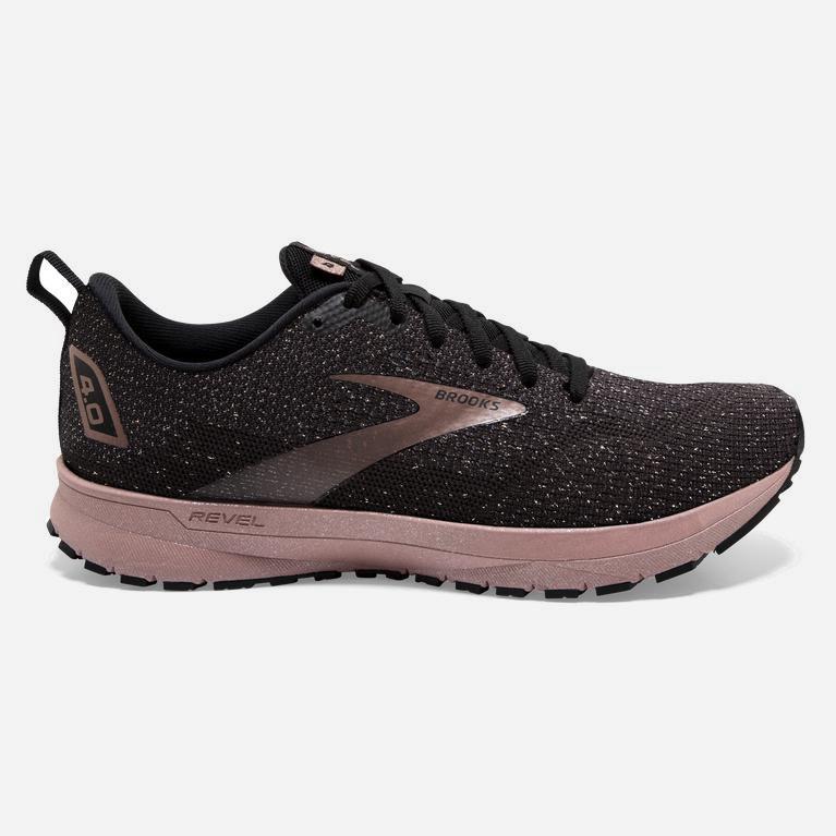 Brooks Revel 4 Womens Road Running Shoes - Black/Ebony/grey Charcoal/Rose Gold - Philippines (871549